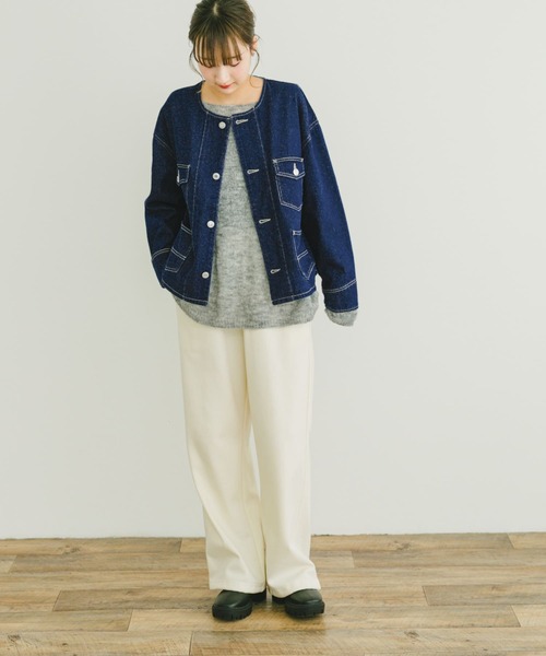 ITEMS URBANRESEARCH（アイテムズ アーバンリサーチ）の「デニムノーカラージャケット（デニムジャケット・レディース・インディゴブルー/ライトブルー・FREE）」の19枚目の写真