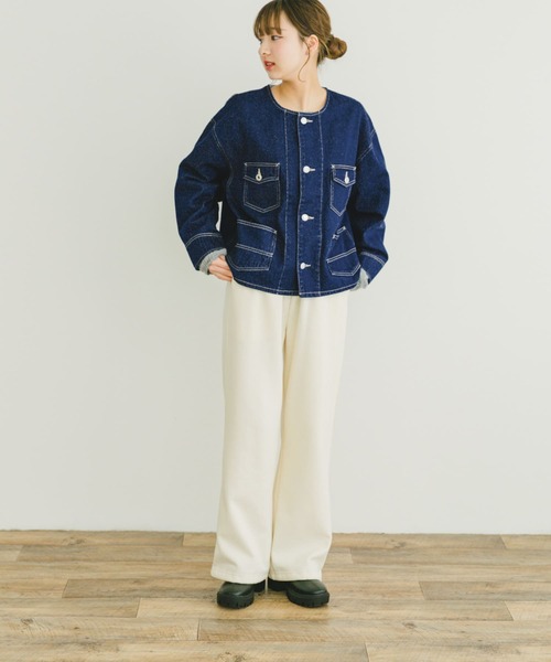 デニムノーカラージャケット（デニムジャケット）｜ITEMS