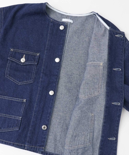 ITEMS URBANRESEARCH（アイテムズ アーバンリサーチ）の「デニムノーカラージャケット（デニムジャケット・レディース・インディゴブルー/ライトブルー・FREE）」の14枚目の写真