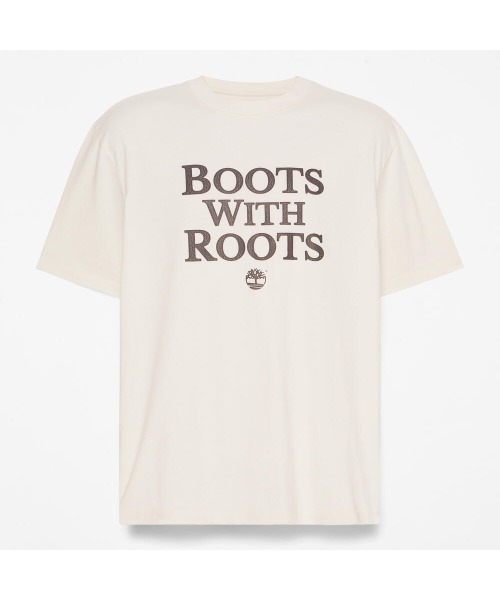 【Timberland】半袖 ロゴ Tシャツ ベージュ / 送料無料 セール】オールジェンダー 半袖 フロント ブーツ グラフィック T