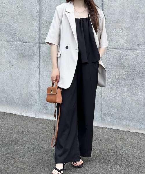 RANAN（ラナン）の「麻調フリルデザインキャミセットアップ（セットアップ・レディース・ブラック/ブラウン/ネイビー/ベージュ・LL/L/M）」の17枚目の写真