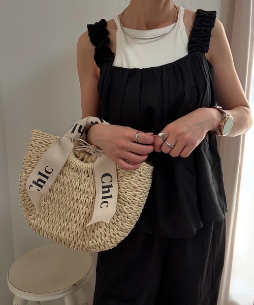 RANAN（ラナン）の「麻調フリルデザインキャミセットアップ（セットアップ・レディース・ブラック/ブラウン/ネイビー/ベージュ・LL/L/M）」の18枚目の写真