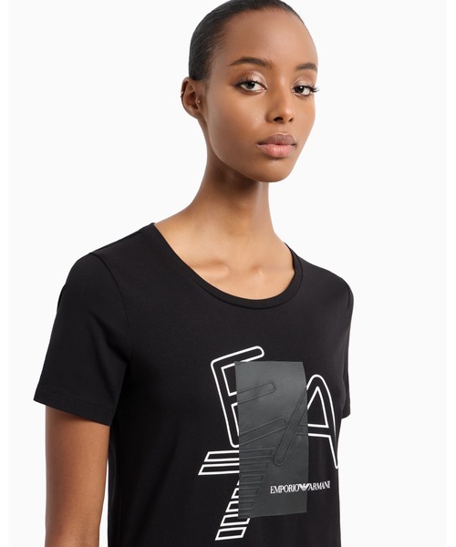 tシャツ 「エンポリオ アルマーニ EA7」Logo Series クルーネックTシャツ ストレッチコットン プリント レディース Logo Series クルーネックTシャツ ストレッチコットン プリント