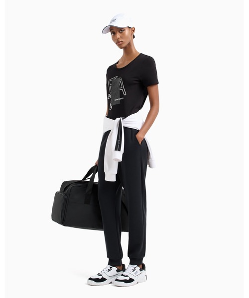 EMPORIO ARMANI EA7（エンポリオアルマーニイーエーセブン）の「【エンポリオ アルマーニ EA7】Logo Series クルーネックTシャツ ストレッチコットン（Tシャツ/カットソー・レディース・ブラック/ホワイト・LARGE/MEDIUM/SMALL/X-LARGE/X-SMALL）」の4枚目の写真