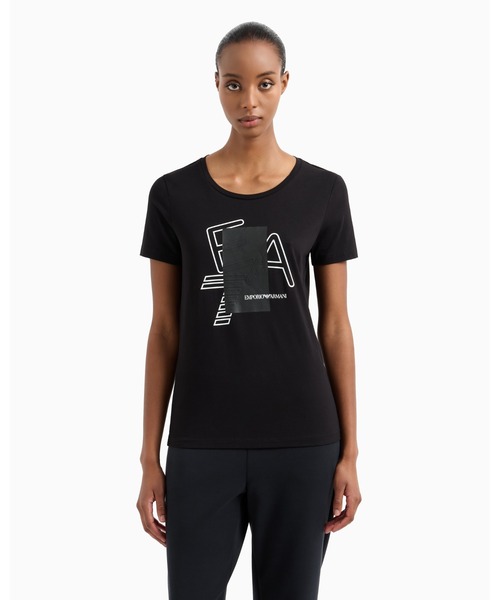 EMPORIO ARMANI EA7（エンポリオアルマーニイーエーセブン）の「【エンポリオ アルマーニ EA7】Logo Series クルーネックTシャツ ストレッチコットン（Tシャツ/カットソー・レディース・ブラック/ホワイト・LARGE/MEDIUM/SMALL/X-LARGE/X-SMALL）」の6枚目の写真