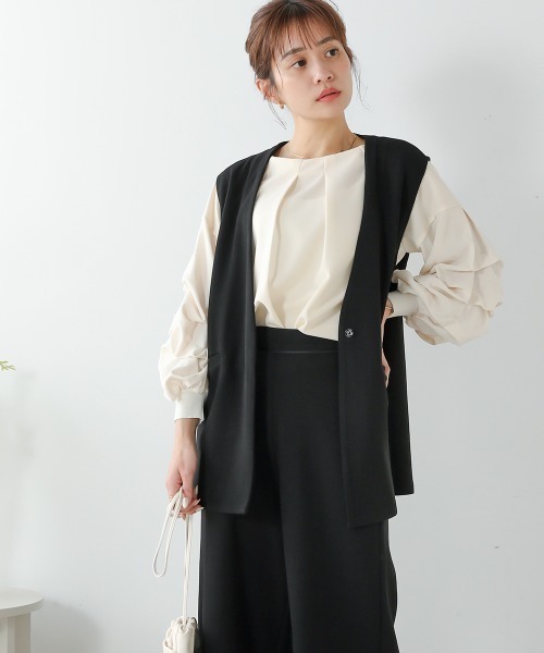 ベスト ジレ ジョーゼットジャージー ジレ レディース PAGEBOY ベスト リッチツイルセットアップジレジャケット