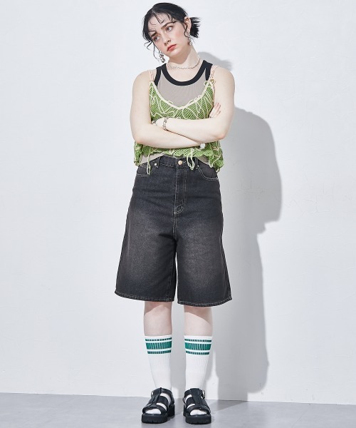 TTOL(トール)の「ハーフデニムパンツ(デニムパンツ・レディース・ブルー/チャコールグレー・M~L)」の21枚目の写真