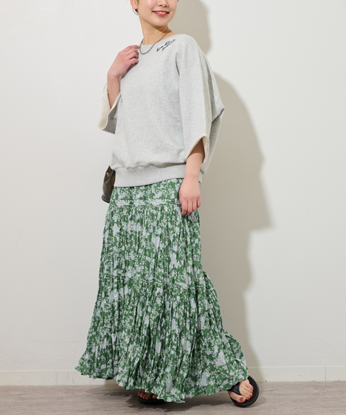 【2024SS】relume コットンボイルクリンクルティアードスカート 花柄 JOURNAL STANDARD relume｜《WEB限定追加》コットンボイル