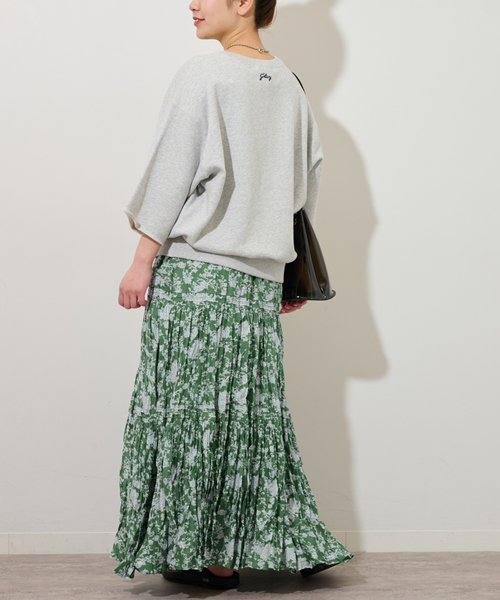 JOURNAL STANDARD relume（ジャーナルスタンダード　レリューム）の「コットンボイルクリンクルティアードフラワー（スカート・レディース・ネイビー/グリーン・FREE）」の7枚目の写真
