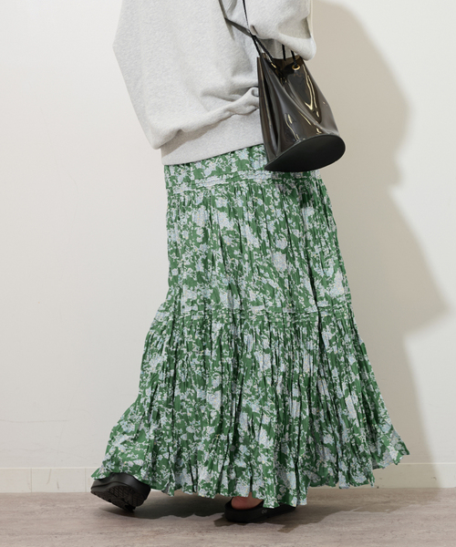 JOURNAL STANDARD relume（ジャーナルスタンダード　レリューム）の「コットンボイルクリンクルティアードフラワー（スカート・レディース・ネイビー/グリーン・FREE）」の10枚目の写真