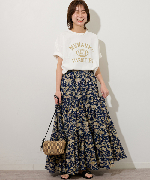JOURNAL STANDARD relume（ジャーナルスタンダード　レリューム）の「コットンボイルクリンクルティアードフラワー（スカート・レディース・ネイビー/グリーン・FREE）」の12枚目の写真