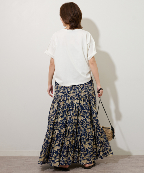 【2024SS】relume コットンボイルクリンクルティアードスカート 花柄 JOURNAL STANDARD relume｜《WEB限定追加》コットンボイル