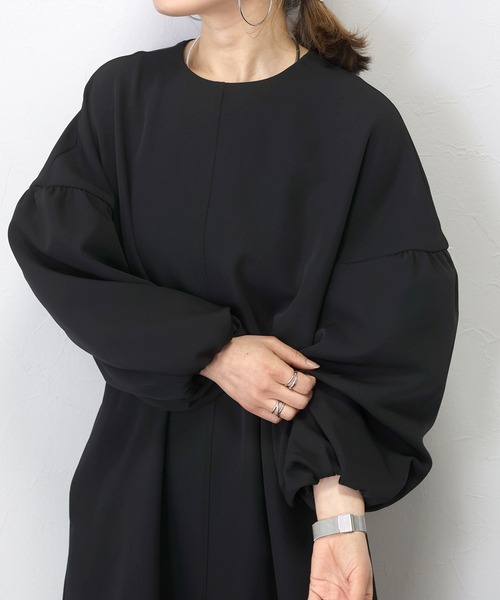 Aletta vita(アレッタビータ)の「バルーンスリーブロングワンピース(ワンピース・レディース・ブラック/グレー系その他/ネイビー・FREE)」の12枚目の写真