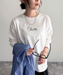 ヤーン刺繍ロゴロンTシャツ