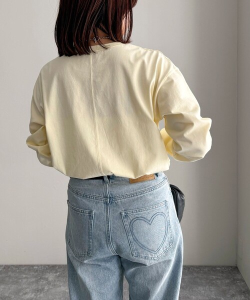 fredy emue（フレディエミュ）の「ヤーン刺繍ロゴロンTシャツ（Tシャツ/カットソー・レディース・ネイビー/オフホワイト/イエロー・38）」の13枚目の写真