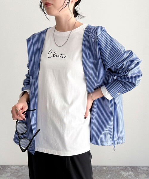 fredy emue（フレディエミュ）の「ヤーン刺繍ロゴロンTシャツ（Tシャツ/カットソー・レディース・ネイビー/オフホワイト/イエロー・38）」の19枚目の写真