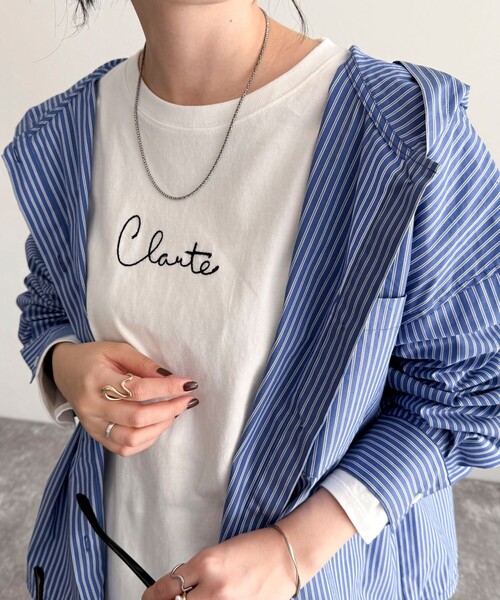 fredy emue（フレディエミュ）の「ヤーン刺繍ロゴロンTシャツ（Tシャツ/カットソー・レディース・ネイビー/オフホワイト/イエロー・38）」の22枚目の写真