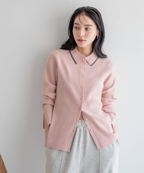 LOWRYS FARM（ローリーズファーム）の「ハイショクエリタイトカーディガン  284582（カーディガン/ボレロ・レディース・ブラウン/アイボリー/ネイビー/ピンク/グレー・FREE）」の19枚目の写真