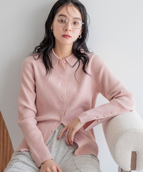 LOWRYS FARM（ローリーズファーム）の「ハイショクエリタイトカーディガン  284582（カーディガン/ボレロ・レディース・ブラウン/アイボリー/ネイビー/ピンク/グレー・FREE）」の22枚目の写真