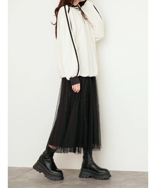 LUDIC PARK（ルディックパーク）の「ハーフジップジャージプルオーバー（スウェット・レディース・ネイビー/アイボリー・L/M）」の4枚目の写真