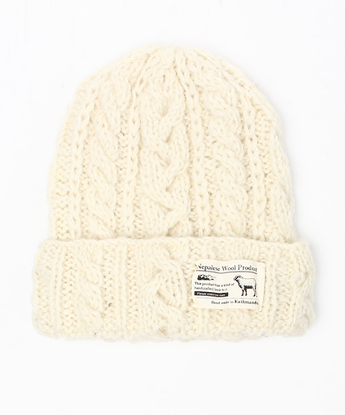 CIAOPANIC（チャオパニック）の「【Ciaopanic】　ケーブルワッチ（ニットキャップ/ビーニー・レディース・マスタード/グレー/オフホワイト/ライトグレー/ネイビー/ブルー/ダークブラウン/アイボリー・FREE）」の2枚目の写真