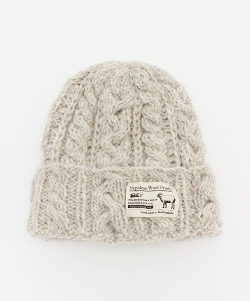 CIAOPANIC（チャオパニック）の「【Ciaopanic】　ケーブルワッチ（ニットキャップ/ビーニー・レディース・マスタード/グレー/オフホワイト/ライトグレー/ネイビー/ブルー/ダークブラウン/アイボリー・FREE）」の3枚目の写真