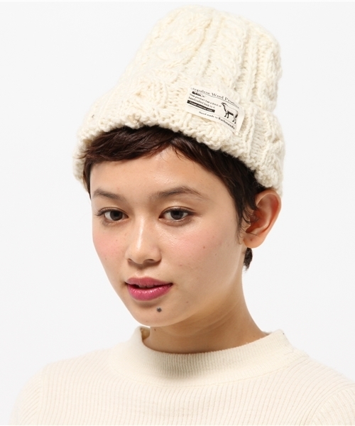CIAOPANIC（チャオパニック）の「【Ciaopanic】　ケーブルワッチ（ニットキャップ/ビーニー・レディース・マスタード/グレー/オフホワイト/ライトグレー/ネイビー/ブルー/ダークブラウン/アイボリー・FREE）」の9枚目の写真