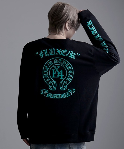 LUXE/R(ラグジュ)の「『LUXE/R/ラグジュ』サークルロゴトレーナー(スウェット・メンズ・ブラック・M/L/XL)」の4枚目の写真