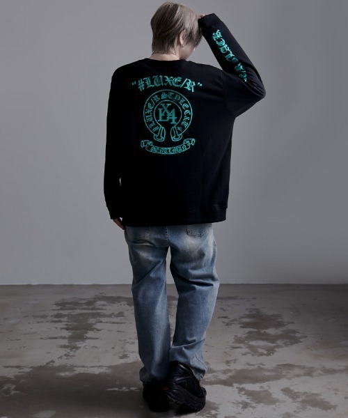 LUXE/R(ラグジュ)の「『LUXE/R/ラグジュ』サークルロゴトレーナー(スウェット・メンズ・ブラック・M/L/XL)」の6枚目の写真