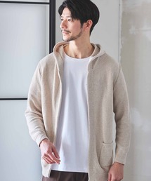 ウォッシャブルボタンレスパーカーカーディガン