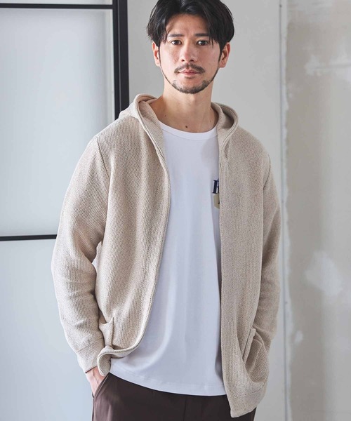 UNION STATION（ユニオンステーション）の「ウォッシャブルボタンレスパーカーカーディガン（カーディガン/ボレロ・メンズ・ブラック/ナチュラル/ブルー/サックスブルー・M/L/LL）」の9枚目の写真