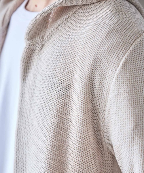 UNION STATION（ユニオンステーション）の「ウォッシャブルボタンレスパーカーカーディガン（カーディガン/ボレロ・メンズ・ブラック/ナチュラル/ブルー/サックスブルー・M/L/LL）」の10枚目の写真