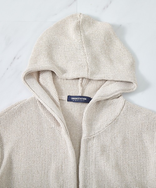 UNION STATION（ユニオンステーション）の「ウォッシャブルボタンレスパーカーカーディガン（カーディガン/ボレロ・メンズ・ブラック/ナチュラル/ブルー/サックスブルー・M/L/LL）」の14枚目の写真