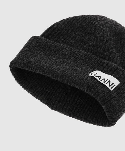 GANNI ガニー ニット帽 Light Structured Rib Knit Beanie A5118 A5353 A5354 5880 レディース ビーニー リブ ニットキャップ ロゴ 帽子 カラー3色 GANNI&frasl;ガニーニットキャップ Light Structured Rib Knit Beanie
