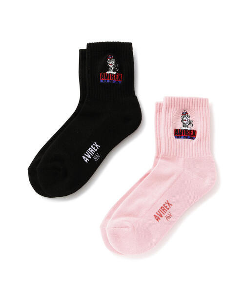 AVIREX（アヴィレックス）の「TOM CAT AVIREX USA SOCKS/トムキャット アヴィレックスUSAソックス（ソックス/靴下・レディース・ブラック/ホワイト・F）」の2枚目の写真
