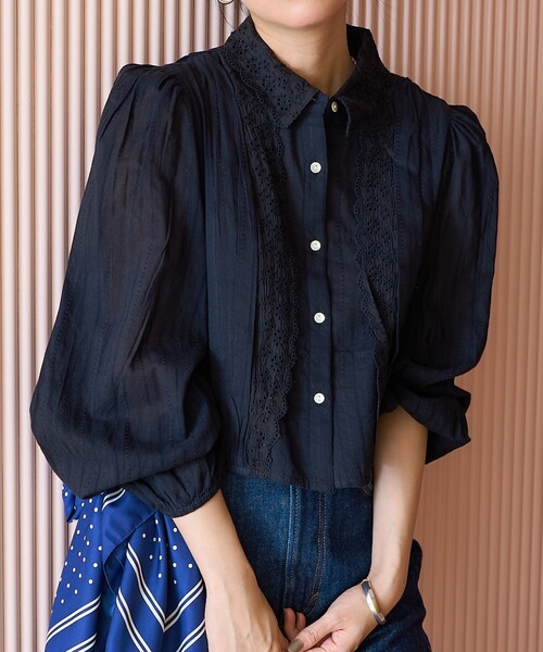 FREAK'S STORE(フリークスストア)の「インド ヴィンテージショート丈ブラウス(シャツ/ブラウス・レディース・オフホワイト/ブルー/ブラック・フリ-)」の9枚目の写真