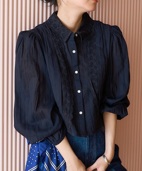 FREAK'S STORE(フリークスストア)の「インド ヴィンテージショート丈ブラウス(シャツ/ブラウス・レディース・オフホワイト/ブルー/ブラック・フリ-)」の10枚目の写真