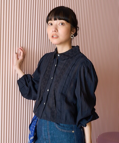 FREAK'S STORE(フリークスストア)の「インド ヴィンテージショート丈ブラウス(シャツ/ブラウス・レディース・オフホワイト/ブルー/ブラック・フリ-)」の19枚目の写真