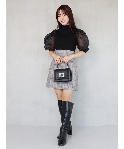 MERCURYDUO（マーキュリーデュオ）の「2WAY異素材パフスリーブカットアウトニット（ニット/セーター・レディース・ラベンダー/オフホワイト/ブラック・FREE）」の20枚目の写真