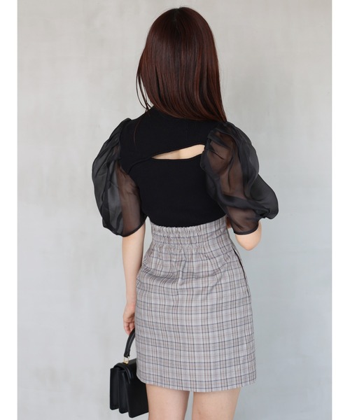 MERCURYDUO（マーキュリーデュオ）の「2WAY異素材パフスリーブカットアウトニット（ニット/セーター・レディース・ラベンダー/オフホワイト/ブラック・FREE）」の21枚目の写真