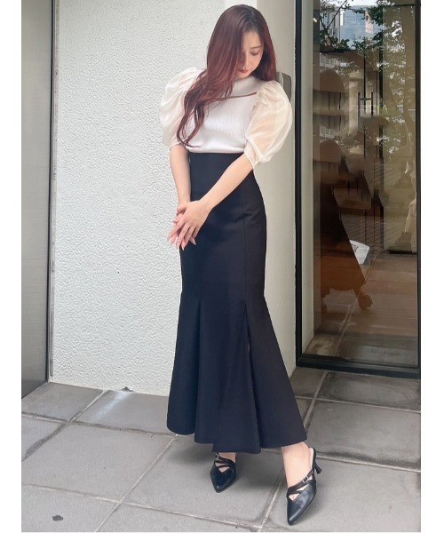 MERCURYDUO（マーキュリーデュオ）の「2WAY異素材パフスリーブカットアウトニット（ニット/セーター・レディース・ラベンダー/オフホワイト/ブラック・FREE）」の10枚目の写真