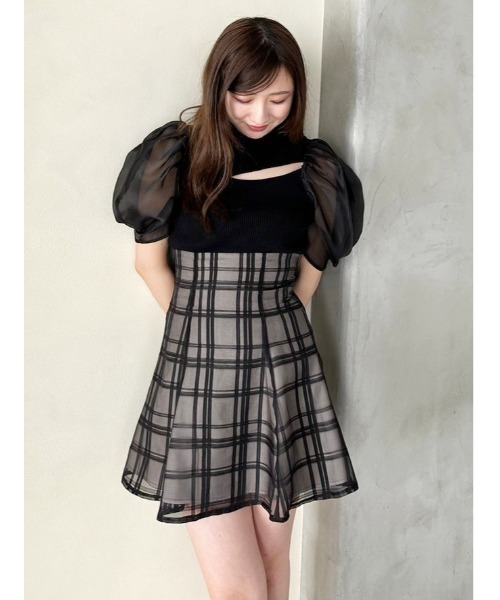 MERCURYDUO（マーキュリーデュオ）の「2WAY異素材パフスリーブカットアウトニット（ニット/セーター・レディース・ラベンダー/オフホワイト/ブラック・FREE）」の11枚目の写真