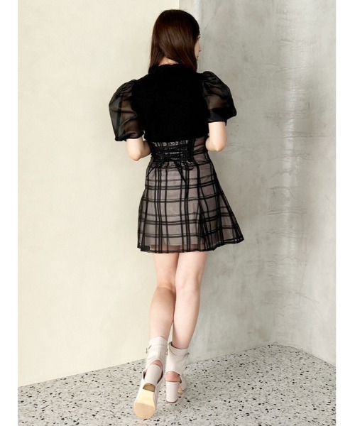 MERCURYDUO（マーキュリーデュオ）の「2WAY異素材パフスリーブカットアウトニット（ニット/セーター・レディース・ラベンダー/オフホワイト/ブラック・FREE）」の13枚目の写真