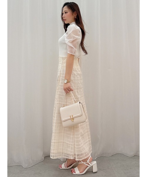 MERCURYDUO（マーキュリーデュオ）の「2WAY異素材パフスリーブカットアウトニット（ニット/セーター・レディース・ラベンダー/オフホワイト/ブラック・FREE）」の15枚目の写真