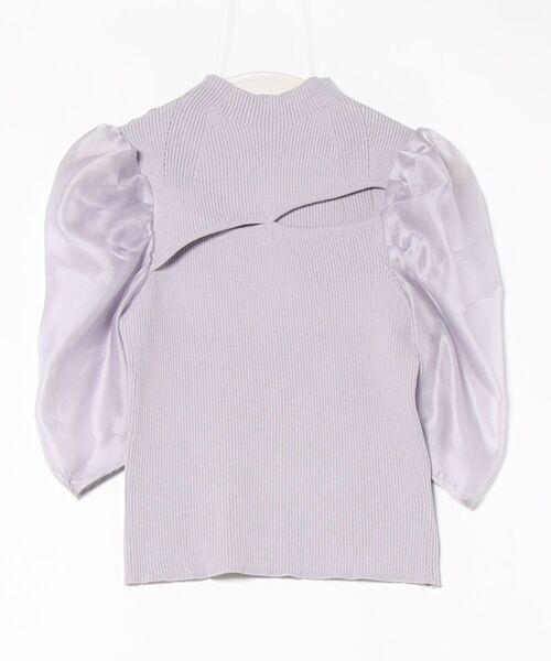 MERCURYDUO（マーキュリーデュオ）の「2WAY異素材パフスリーブカットアウトニット（ニット/セーター・レディース・ラベンダー/オフホワイト/ブラック・FREE）」の18枚目の写真