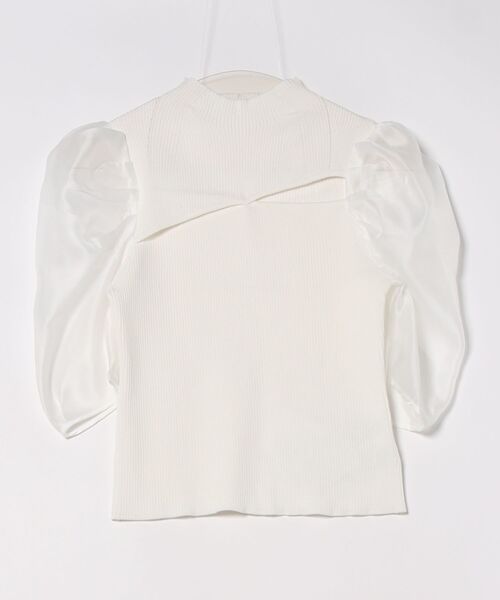 MERCURYDUO（マーキュリーデュオ）の「2WAY異素材パフスリーブカットアウトニット（ニット/セーター・レディース・ラベンダー/オフホワイト/ブラック・FREE）」の19枚目の写真