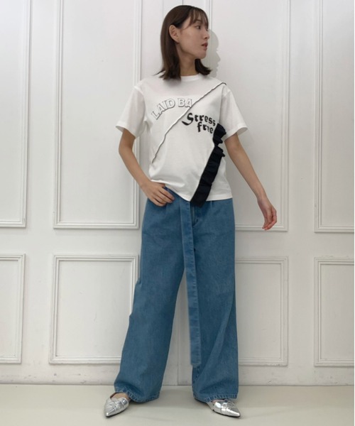 AVIE(アビィ)の「切替デザインプリントTEE(Tシャツ/カットソー・レディース・ブラック/ホワイト・38)」の12枚目の写真