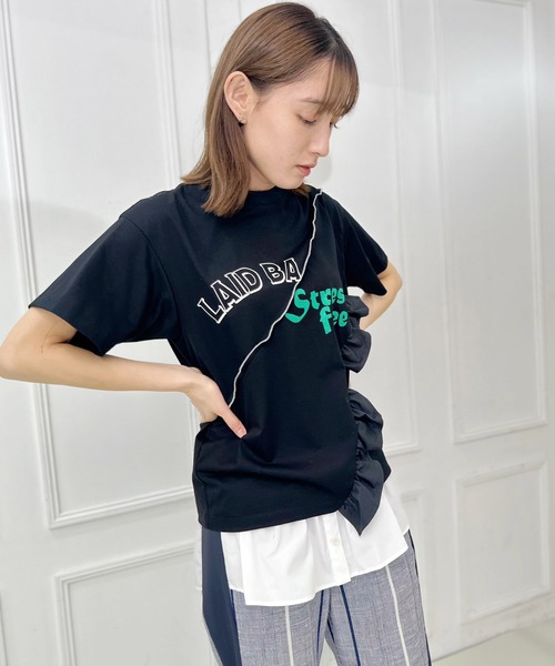 AVIE(アビィ)の「切替デザインプリントTEE(Tシャツ/カットソー・レディース・ブラック/ホワイト・38)」の13枚目の写真