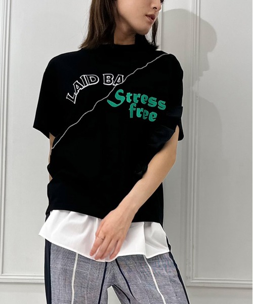 AVIE(アビィ)の「切替デザインプリントTEE(Tシャツ/カットソー・レディース・ブラック/ホワイト・38)」の4枚目の写真