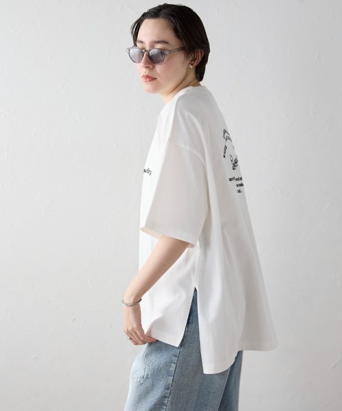 SOTT（ソット）の「バックロゴ刺繍オーバーサイズT（Tシャツ/カットソー・レディース・ブラック/オフホワイト・FREE）」の6枚目の写真